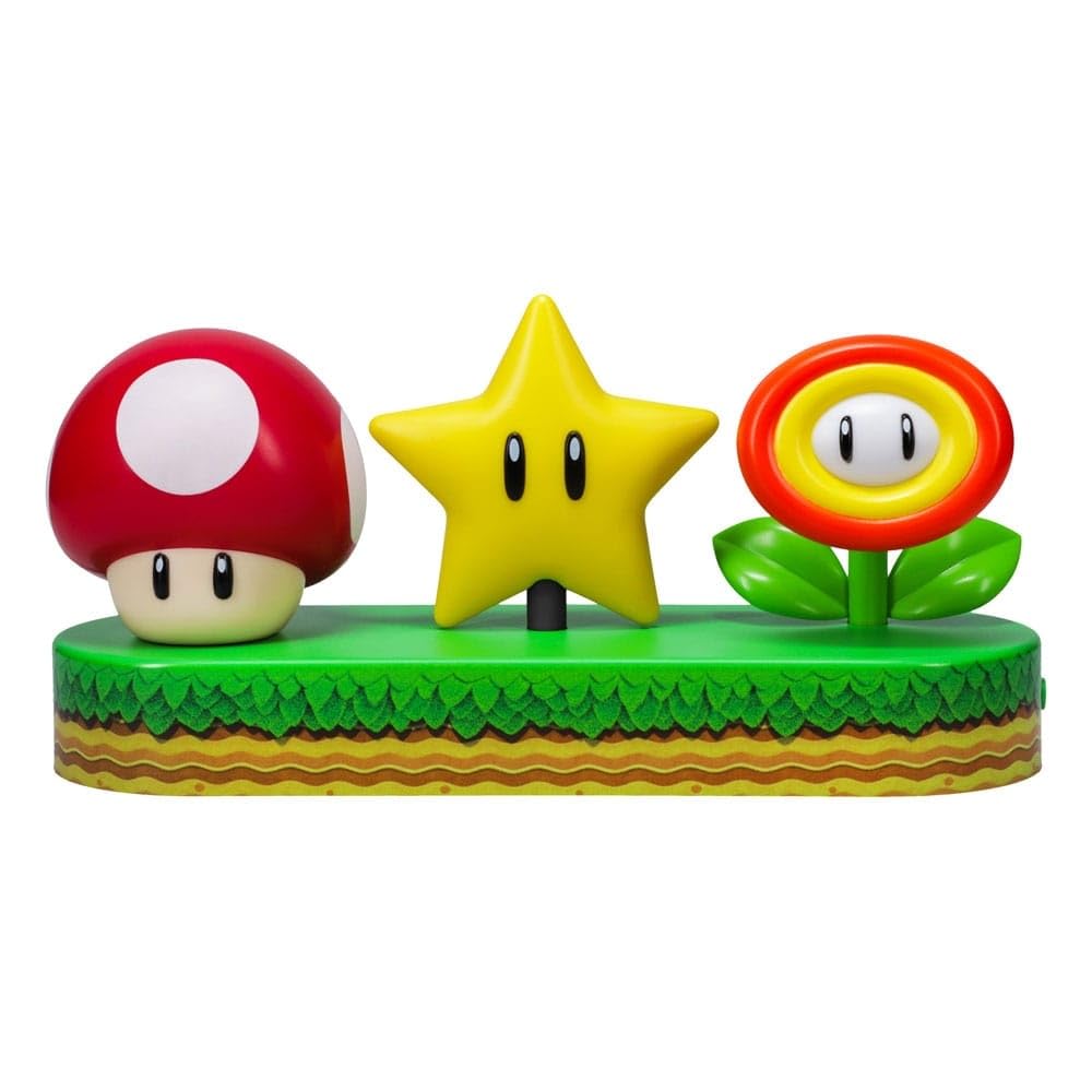 Paladone Super Mario Icons Light base emits a playful retro glow for desks.