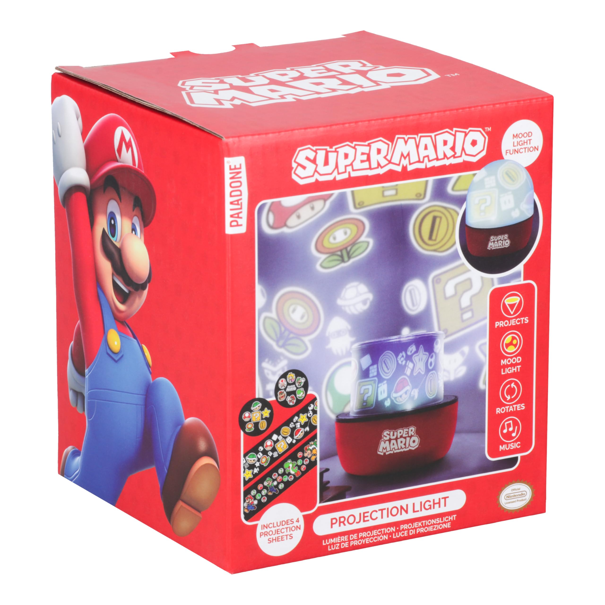 Paladone Super Mario Projection Light mood lighting: warm white and blue options for cozy room vibes