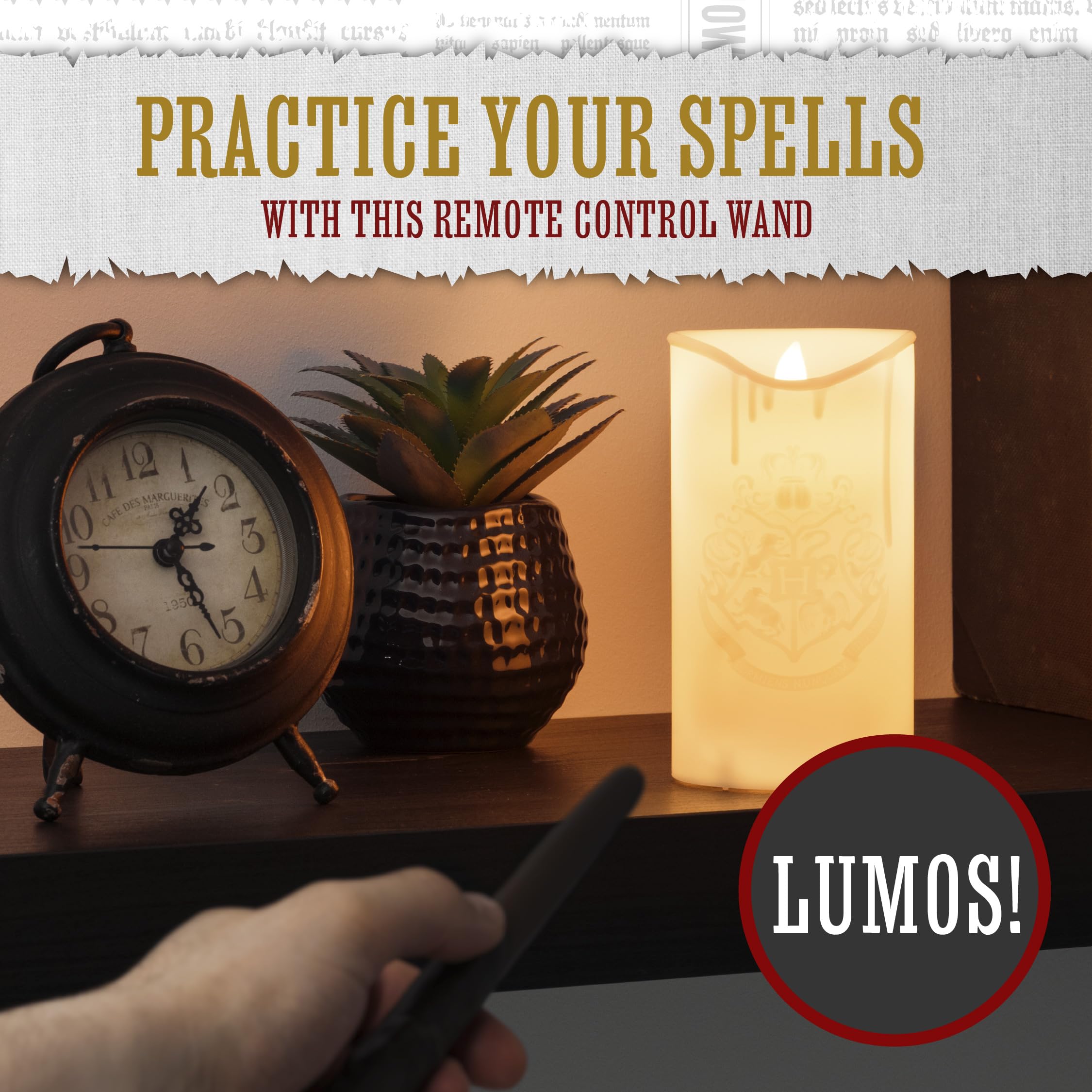 Wand remote from Paladone controls the LED candle light with a flick