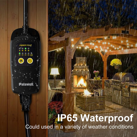 Palawell 560W dimmer is compatible with LED, filament, and incandescent string lights.