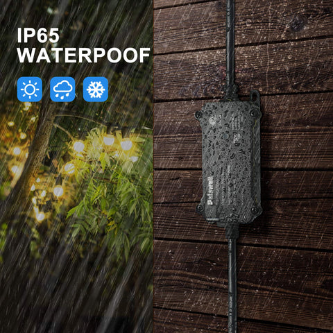 Palawell IP65 waterproof dimmer installed outdoors against rain.