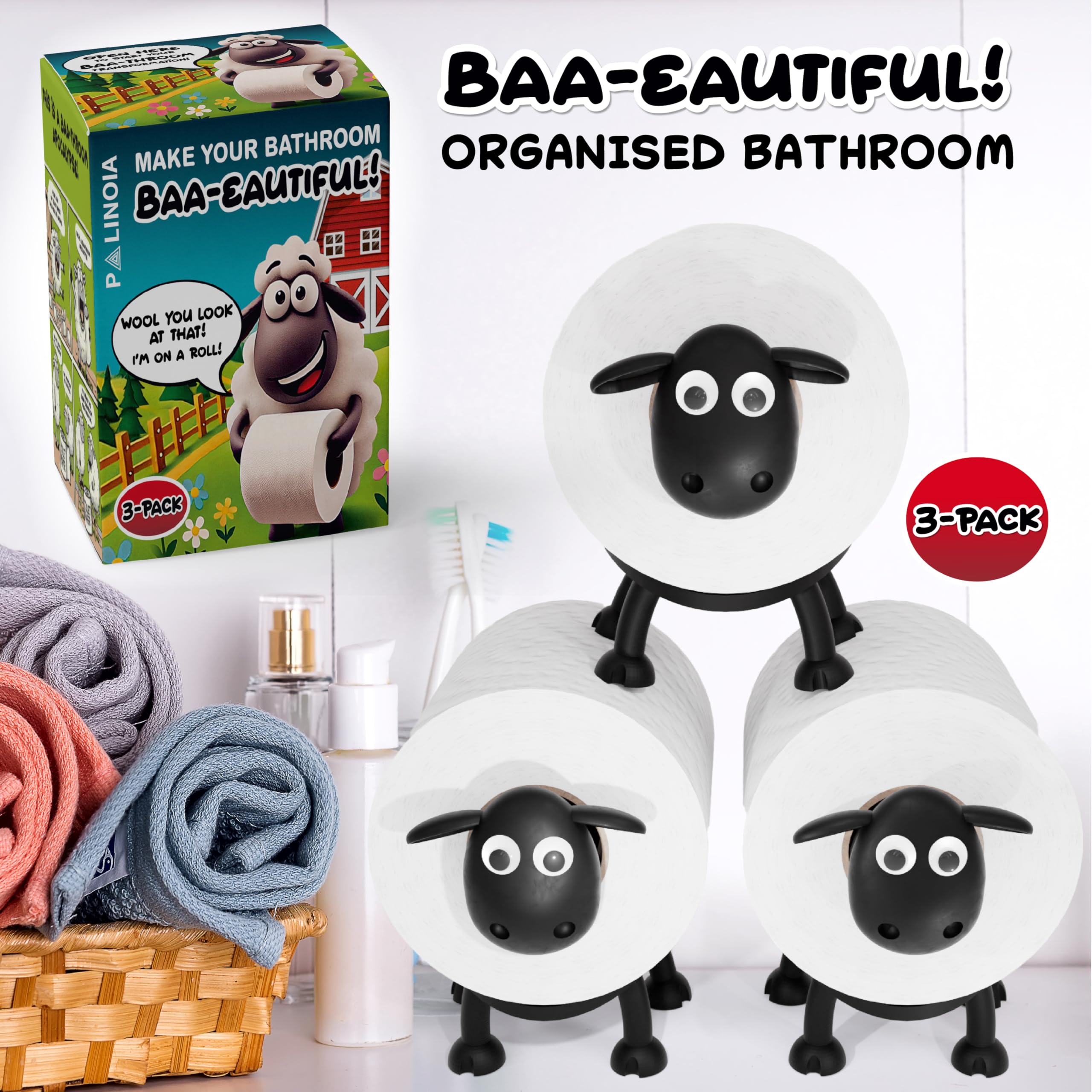 Palinoia Black Sheep holder in a free-standing setup for small bathrooms.