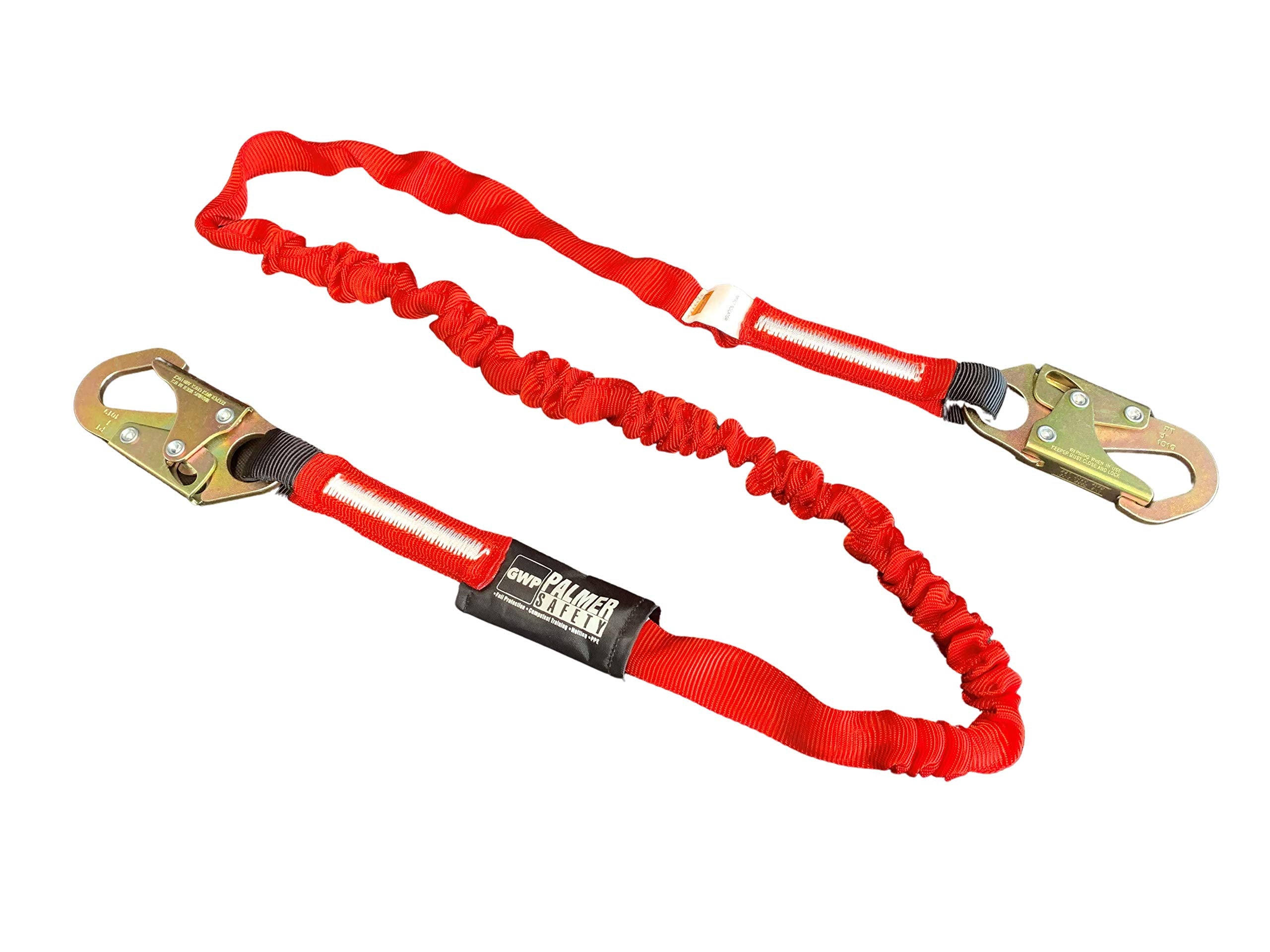 Palmer Safety L121133 6 ft lanyard front view with durable webbing for fall protection.