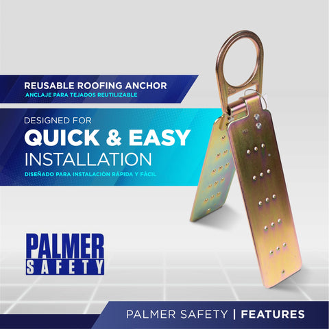 Palmer Safety roof anchor bracket showing stamped D-ring for secure equipment attachment