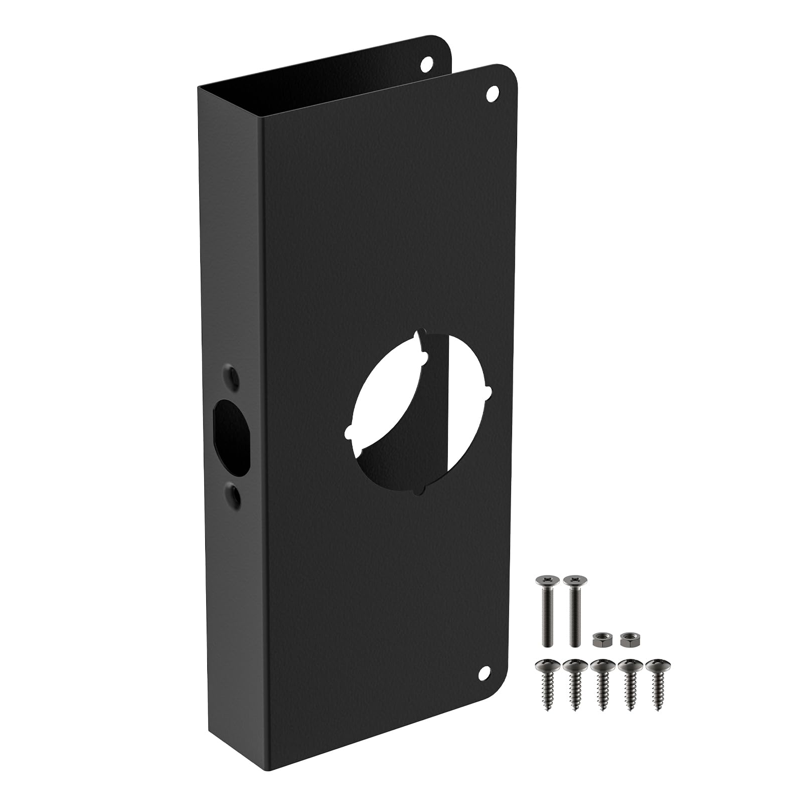 PalpitateC Black U 9585 reinforcement plate fits 1-3/8 inch interior doors, boosting security.