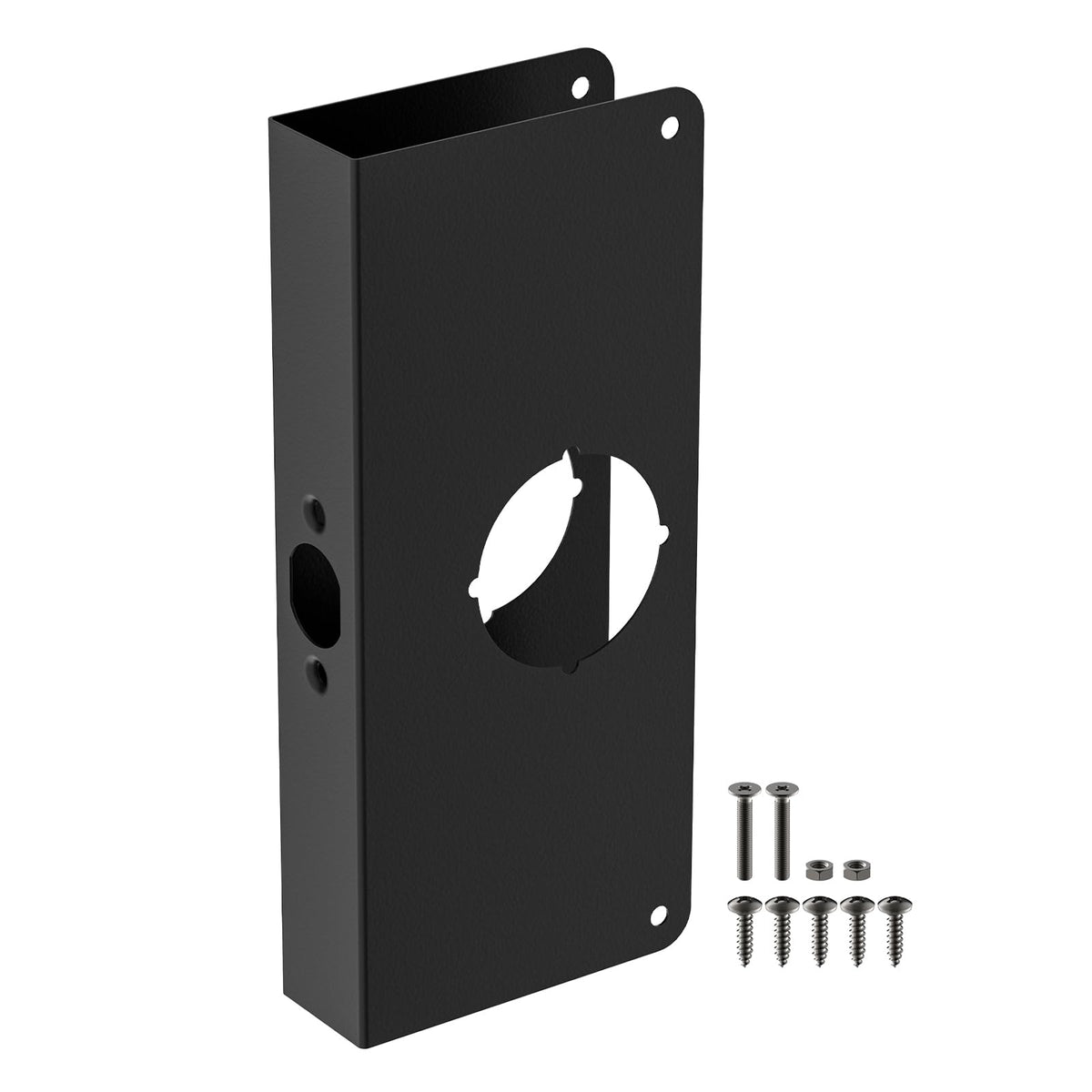 PalpitateC Black U 9585 reinforcement plate fits 1-3/8 inch interior doors, boosting security.