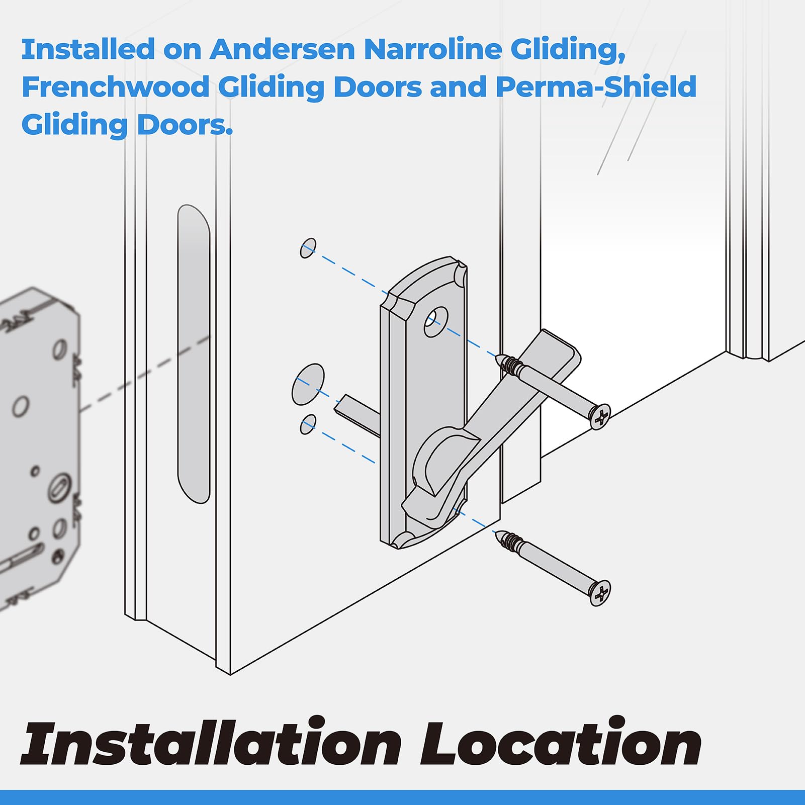 PalpitateC Perma-Shield gliding latch on sturdy patio door for easy use