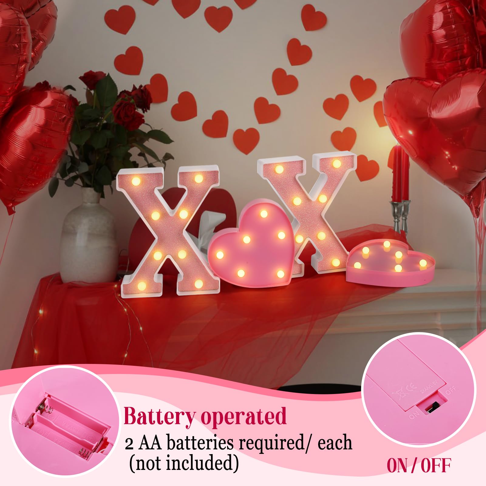 PAMASE battery powered love sign LED with on/off switch