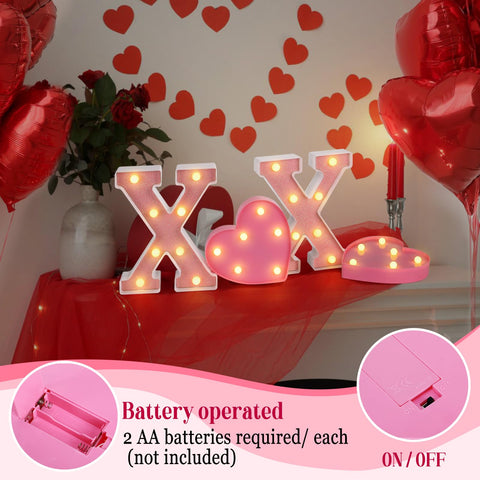 PAMASE battery powered love sign LED with on/off switch