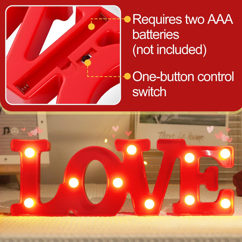 PAMASE red marquee light provides warm glow at night for romance
