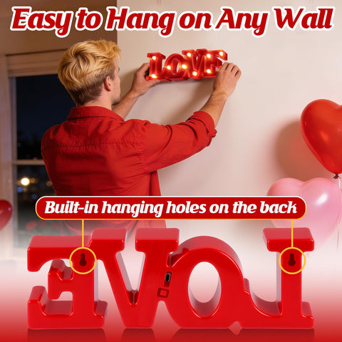 PAMASE romantic bedroom with Love Sign LED red decoration