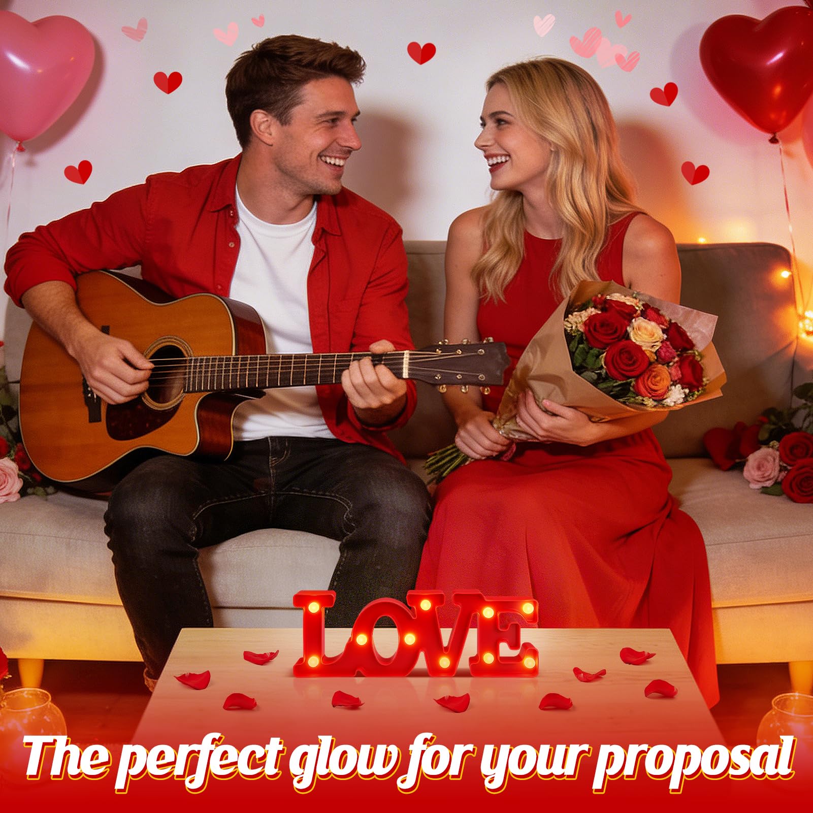 PAMASE Valentines letters lighting up a dining room for celebrations
