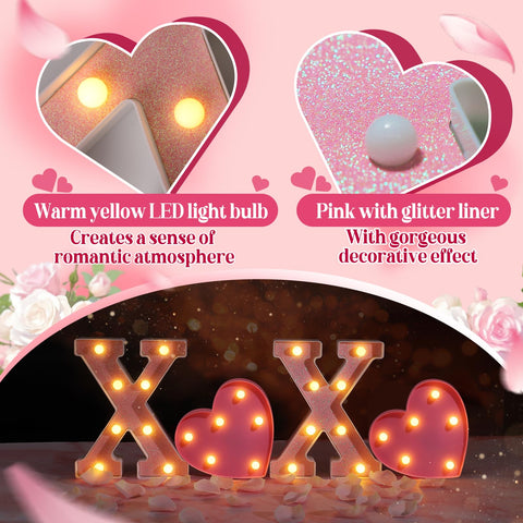 PAMASE pink love sign LED table decor adds soft glow
