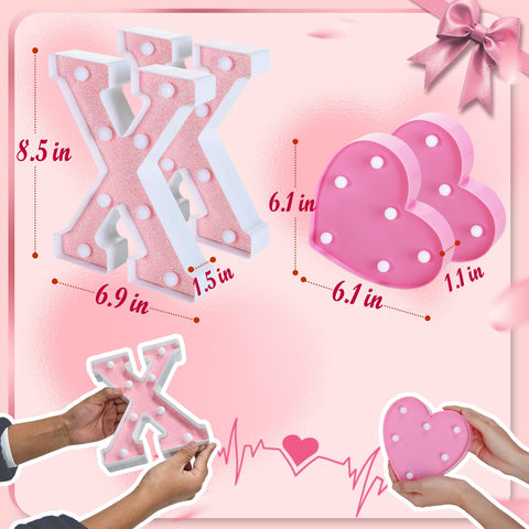 PAMASE Valentine party decor pink marquee light for celebrations