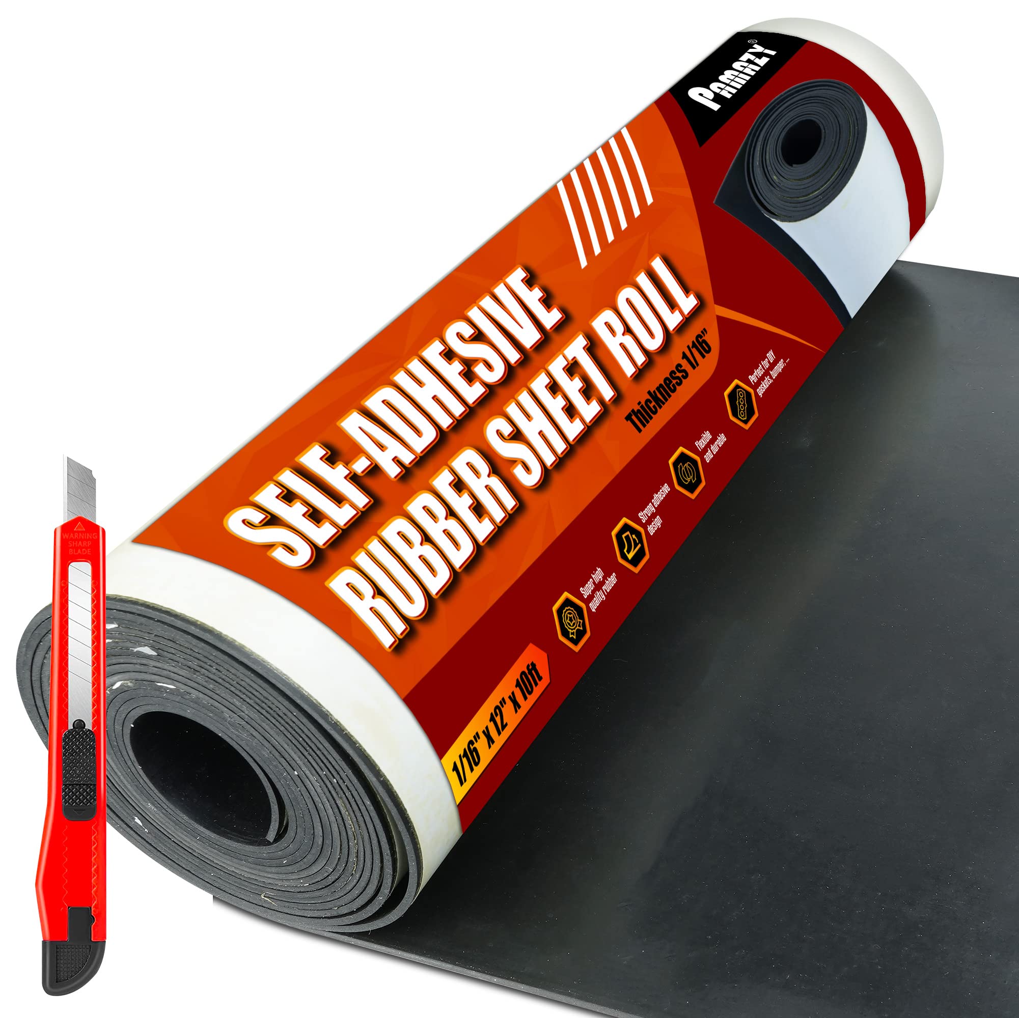 PAMAZY neoprene rubber sheet with adhesive backing for quick gasket setup and durable sealing.