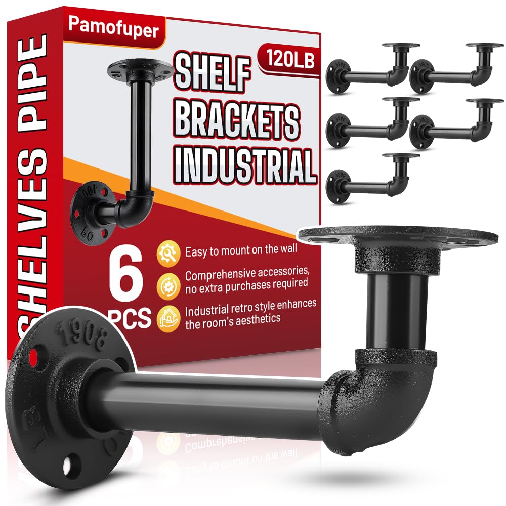 Pamofuper six-pack shelf brackets for 7–14 inch boards provide sturdy support.
