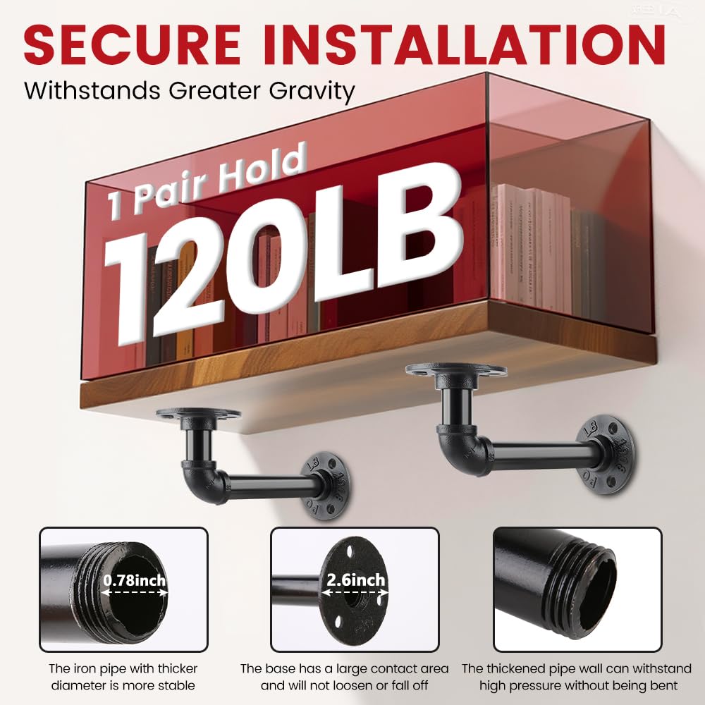 Pamofuper heavy-duty steel brackets deliver reliable load-bearing for wood shelves.