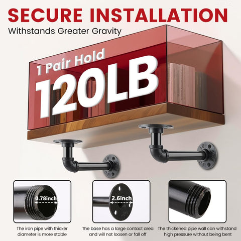 Pamofuper heavy-duty steel brackets deliver reliable load-bearing for wood shelves.