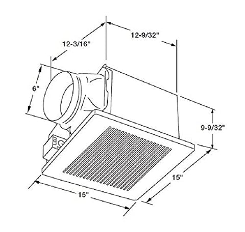 Panasonic FV-30VQ3 motor and blower wheel optimize quiet performance at low RPM.