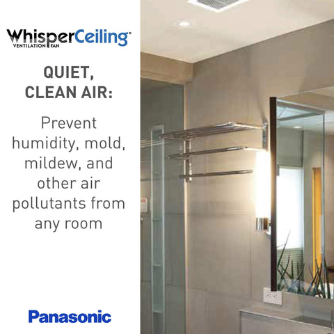 Panasonic WhisperCeiling adjustable mounting bracket up to 24 inches for flexible installation.