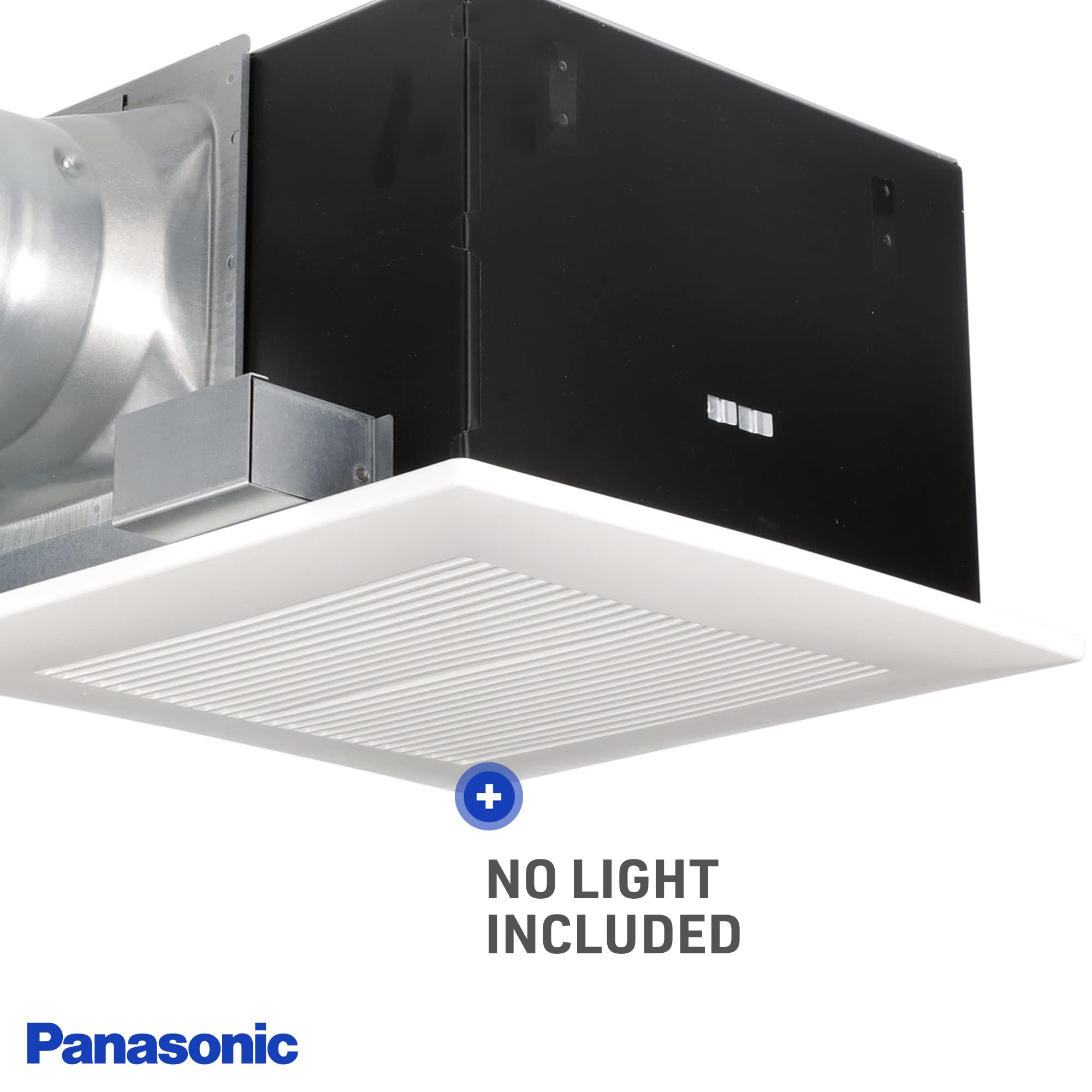 Panasonic WhisperCeiling built-in damper prevents backdraft and keeps outdoor air out.