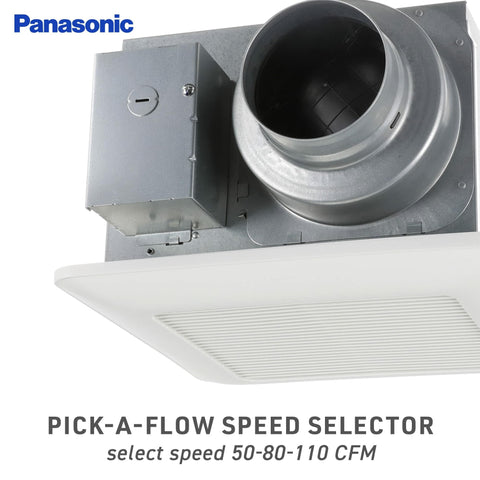Panasonic WhisperCeiling control panel offers adjustable airflow options.