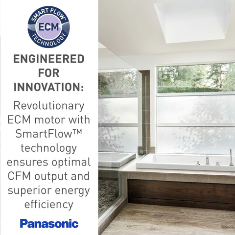 Panasonic WhisperCeiling Energy Star-certified vent fan for efficient operation.