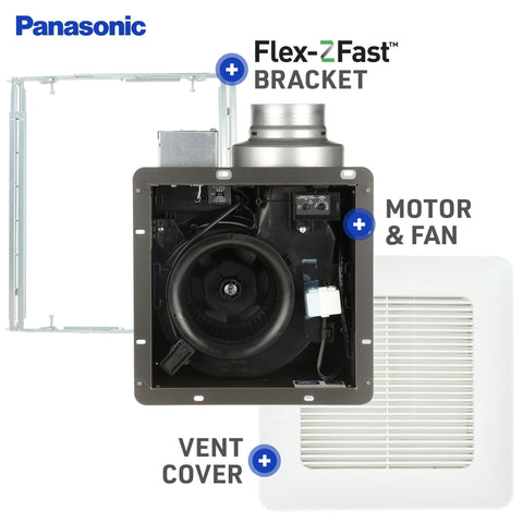 Panasonic WhisperCeiling DC/ECM motor delivers whisper-quiet performance.