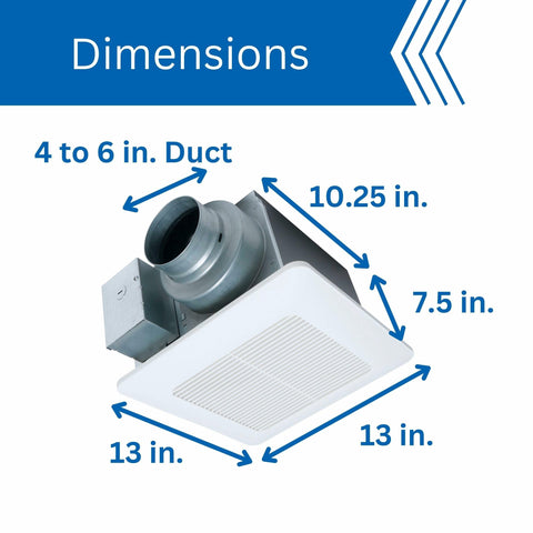Panasonic WhisperCeiling operation provides unobtrusive airflow during use.