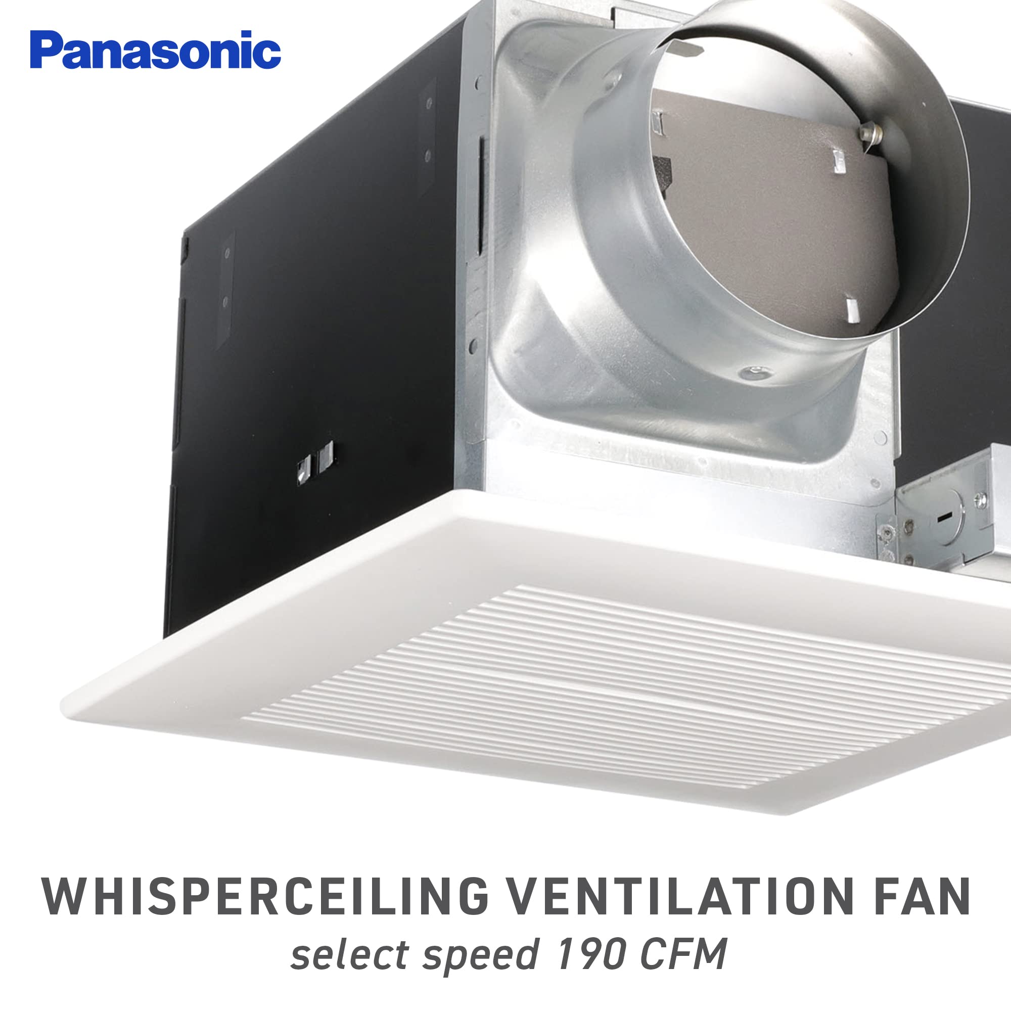 Panasonic WhisperCeiling zinc galvanized steel housing resists rust for long-lasting use.