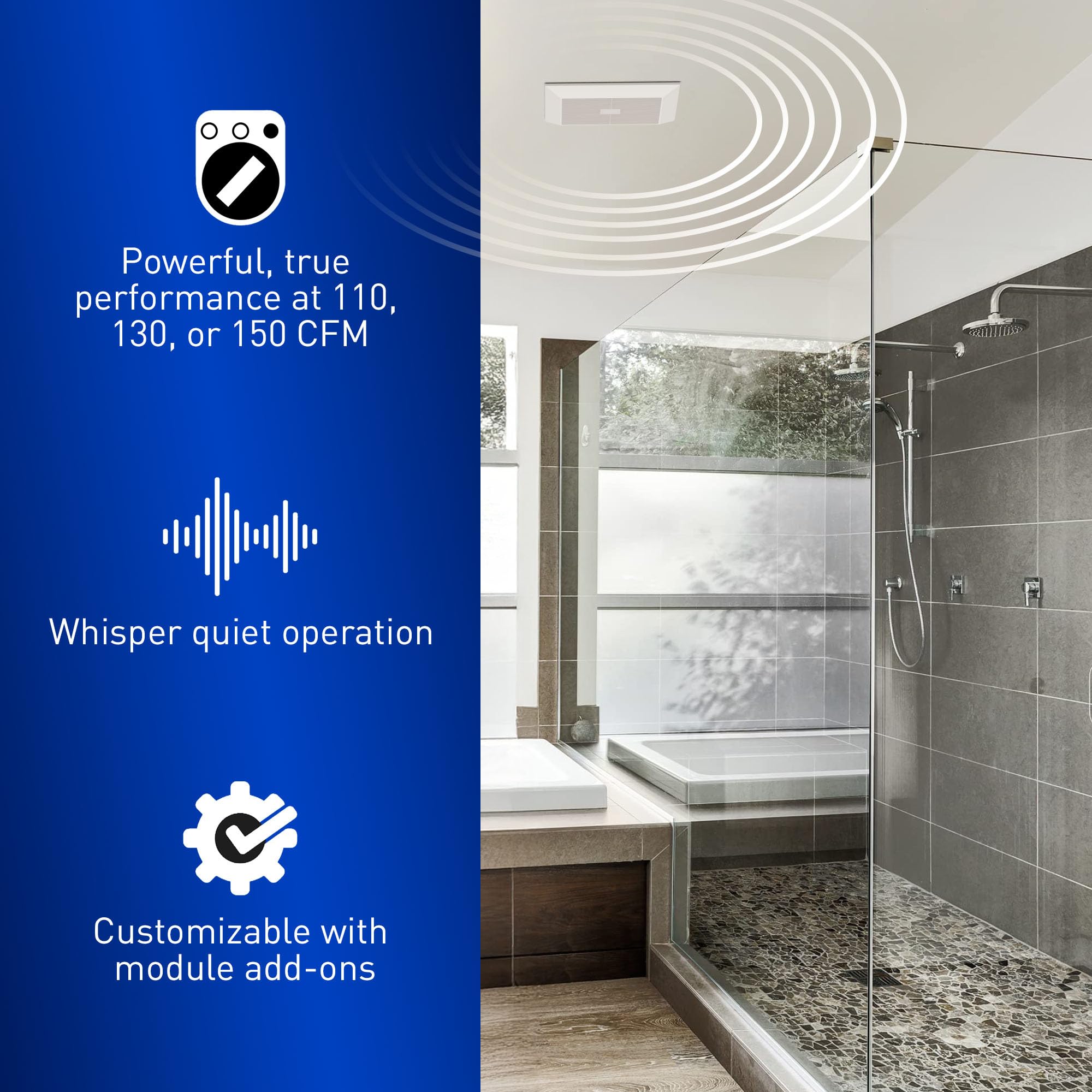 Panasonic WhisperGreen Select motion sensor option helps automate ventilation.