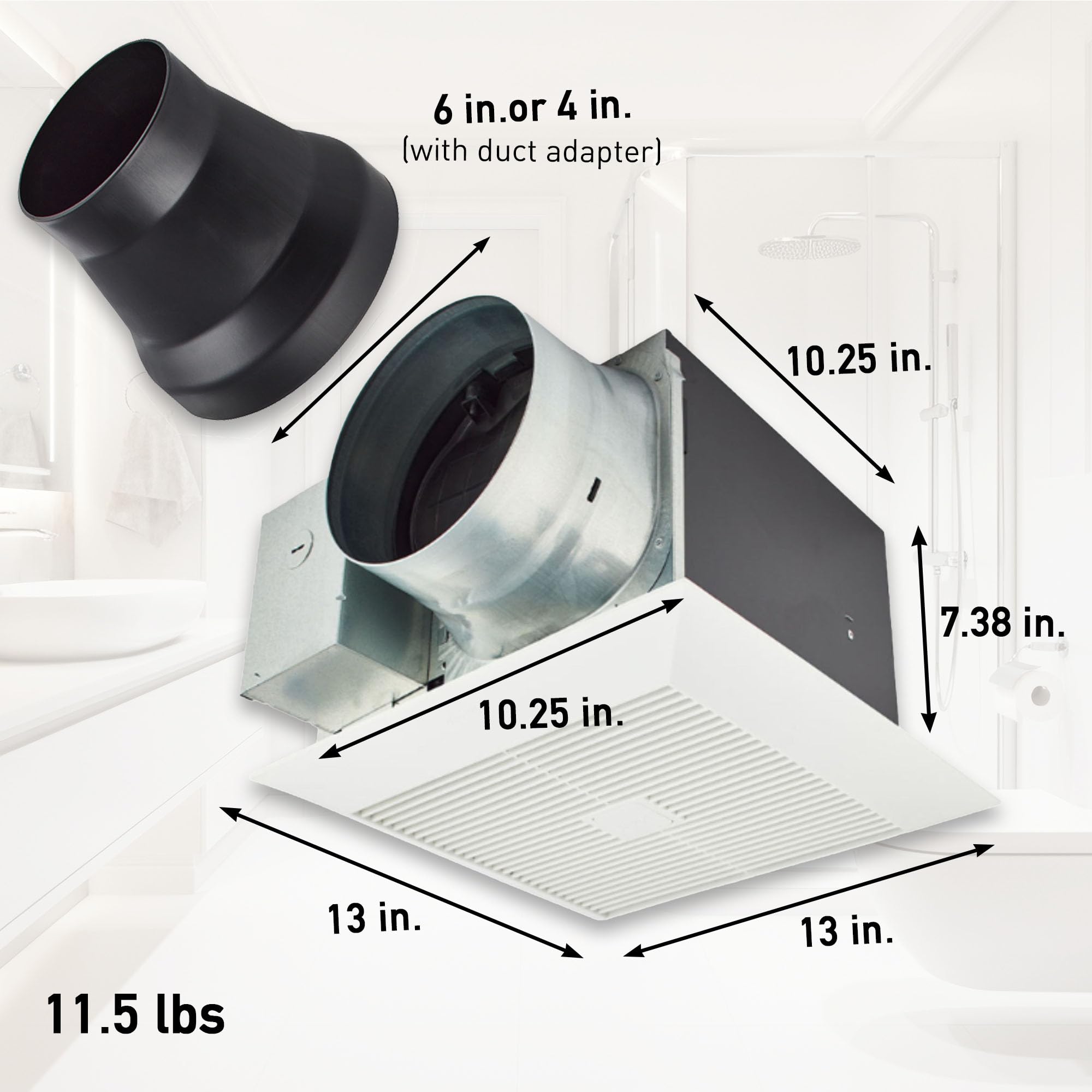 Panasonic WhisperGreen Select Pick-A-Flow control enables adjustable airflow for tailored ventilation.
