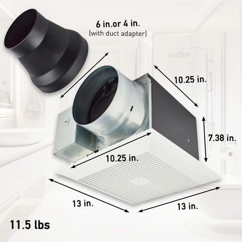 Panasonic WhisperGreen Select Pick-A-Flow control enables adjustable airflow for tailored ventilation.