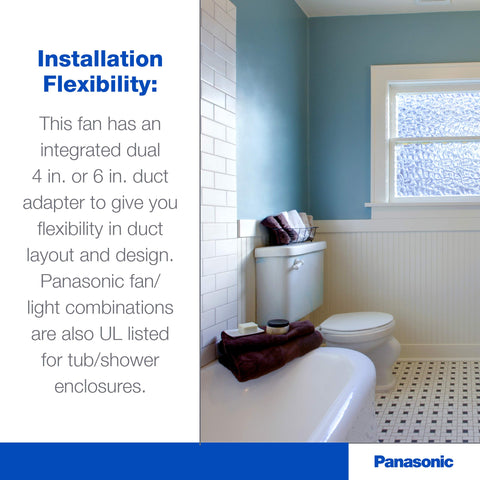 Panasonic FV-08VRE2 WhisperRecessed UL-listed for tub/shower enclosures.