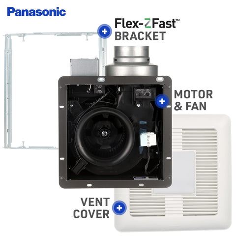Panasonic Whispersense airflow 50 CFM option suits smaller bathrooms.
