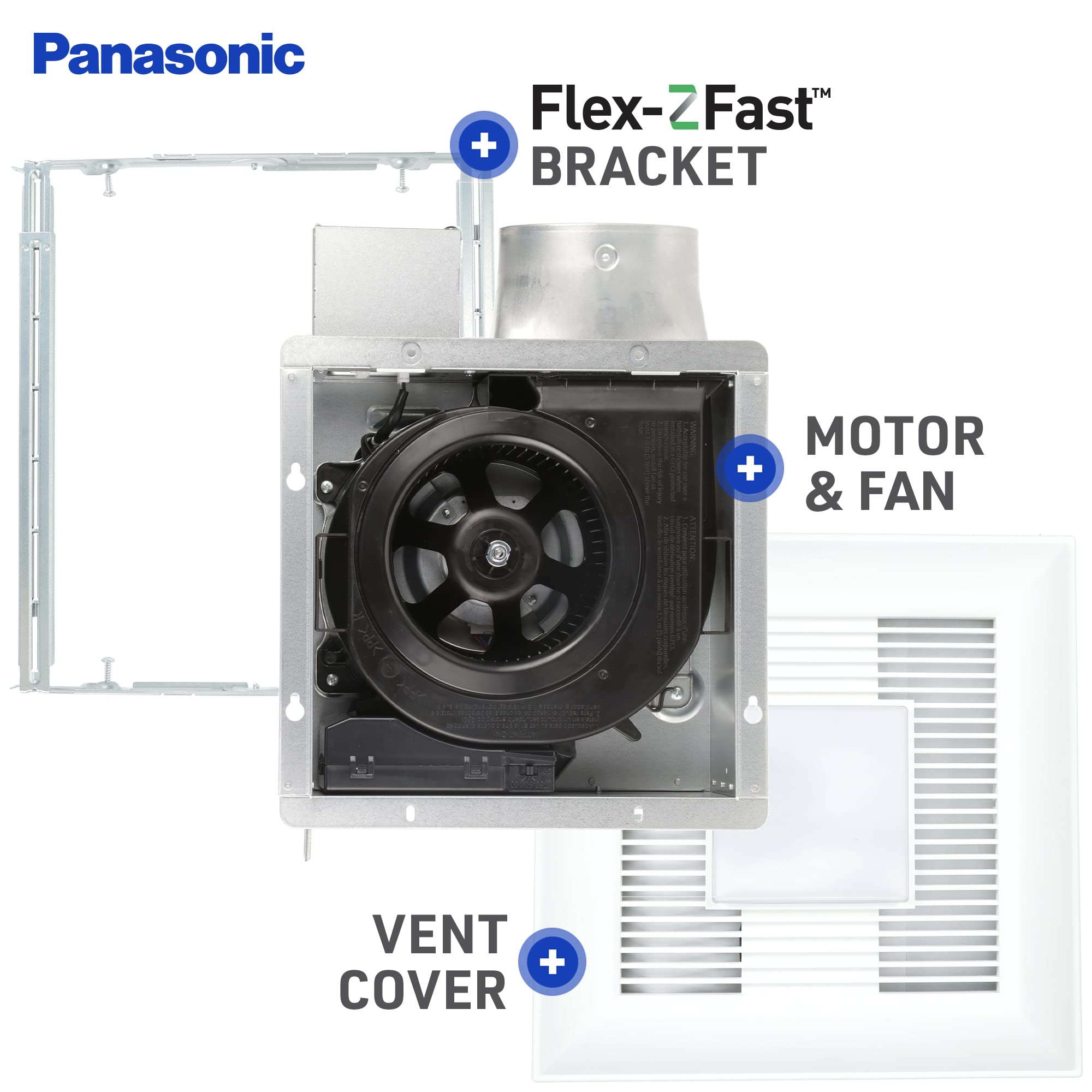 Panasonic WhisperValue FV-0510VSL1 4-inch oval duct connection for flexible installs.
