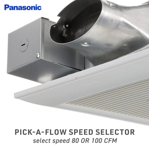Panasonic WhisperValue FV-0810VSS1 side profile highlighting slim depth for ceiling mounting