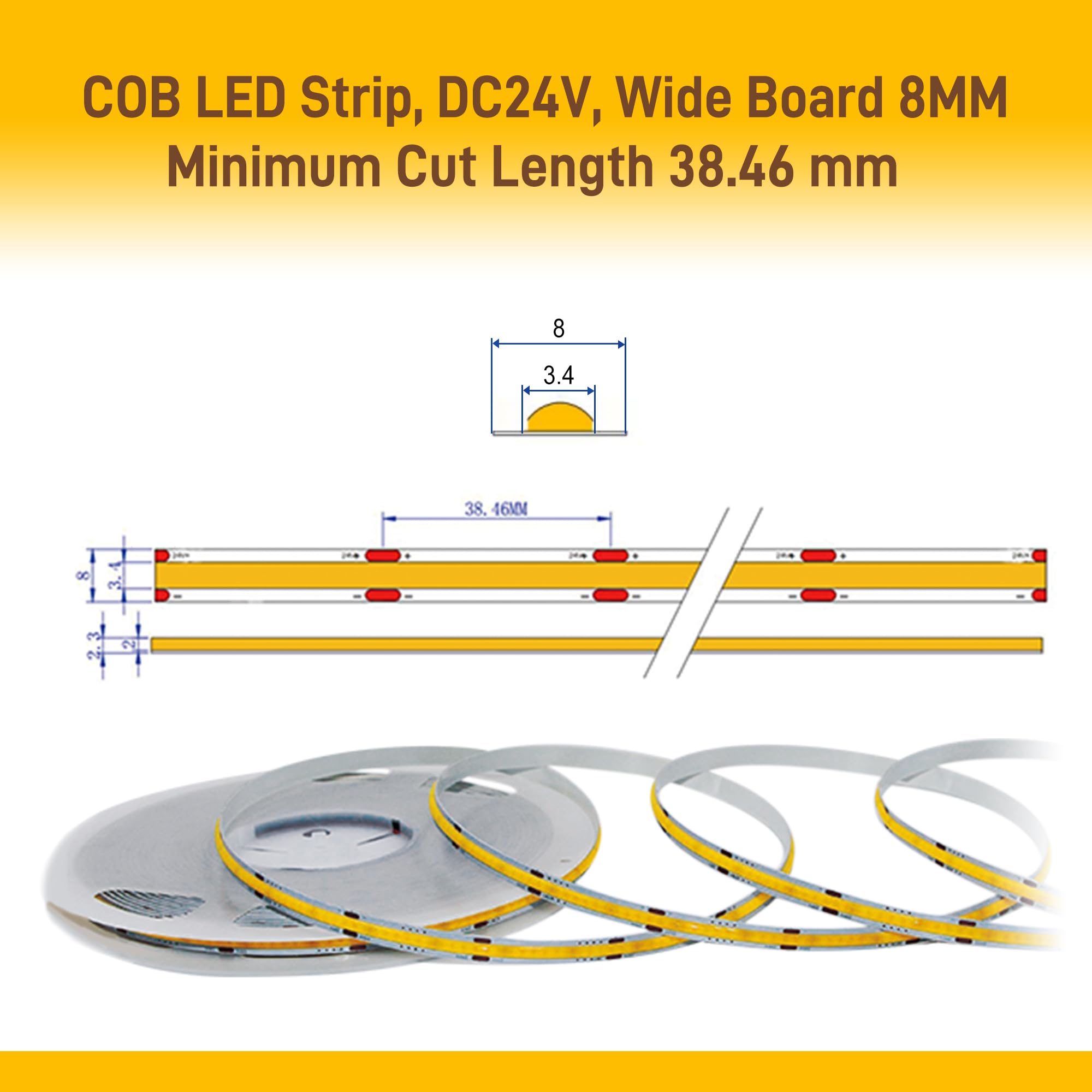 Pandery adhesive-backed LED strip easy to install on clean surfaces.
