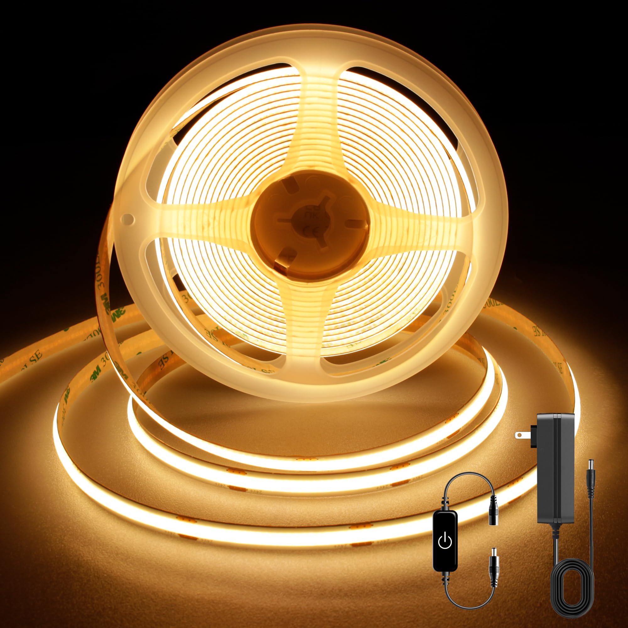 Pandery COB LED Strip mounted on wall showing continuous glow