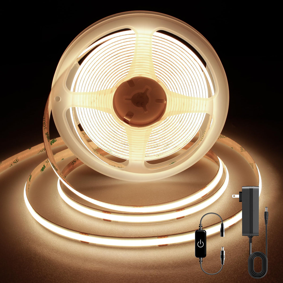 Pandery COB LED strip package shows 16.4ft kit for quick setup and ambient lighting.