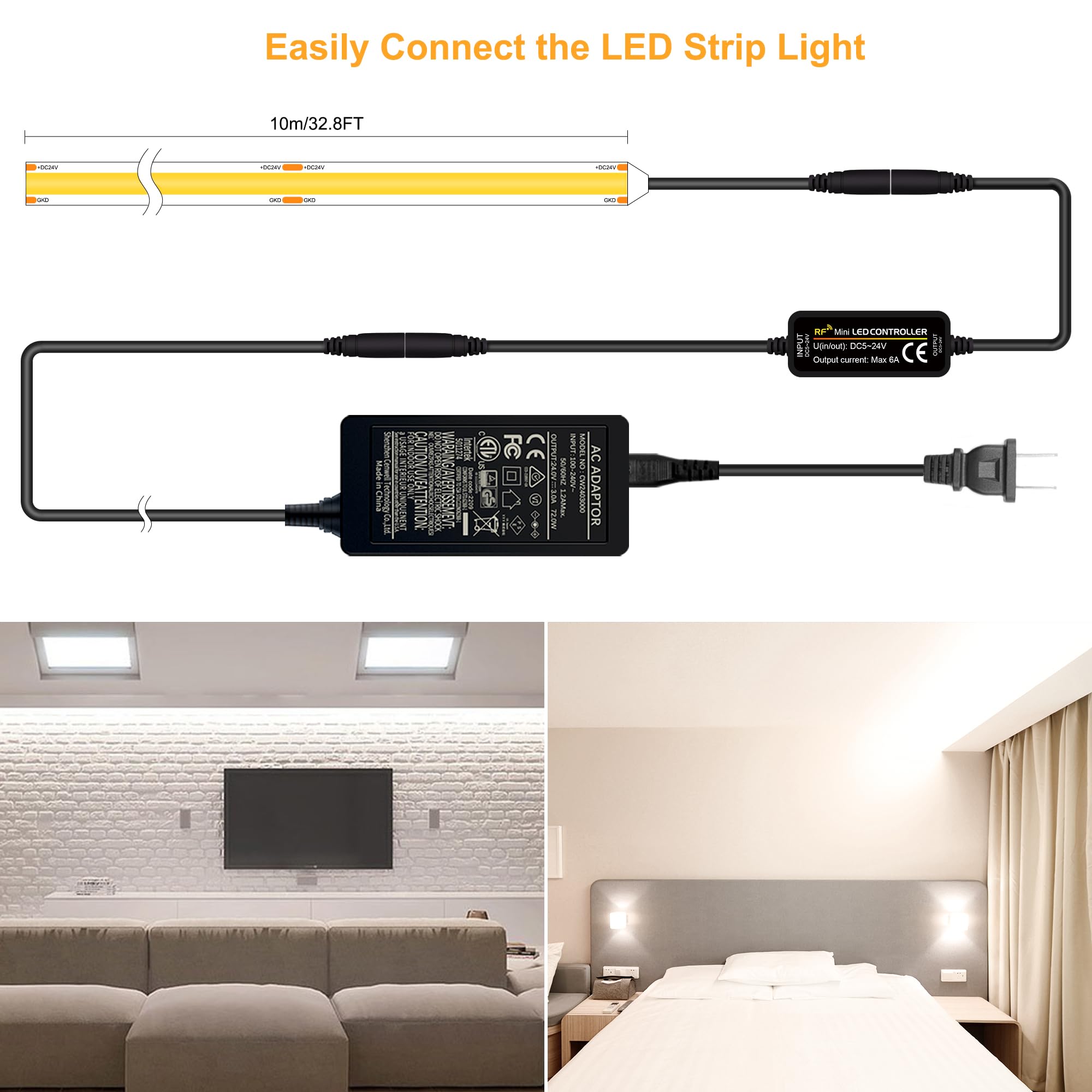 Pandery COB LED Strip brightens the kitchen counter for precise prep.