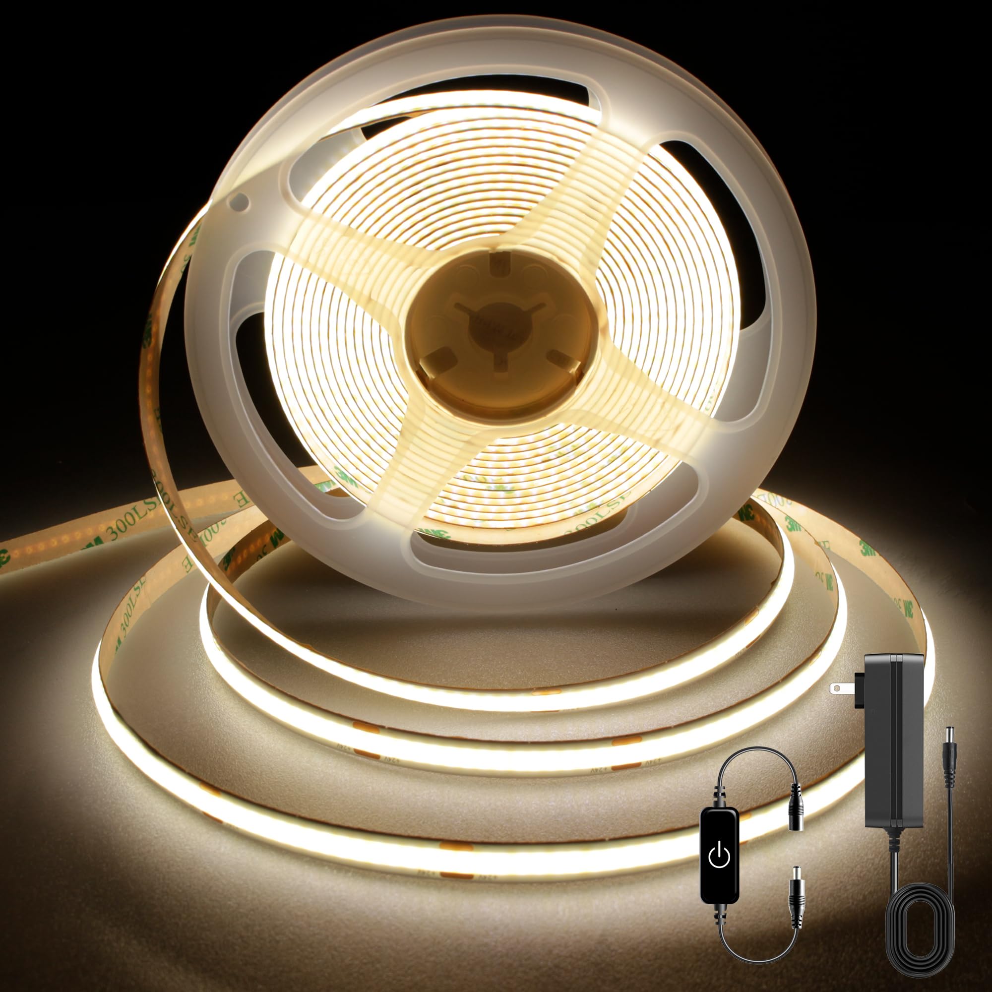 Pandery COB LED strip 9.84ft length delivers seamless illumination across a room.