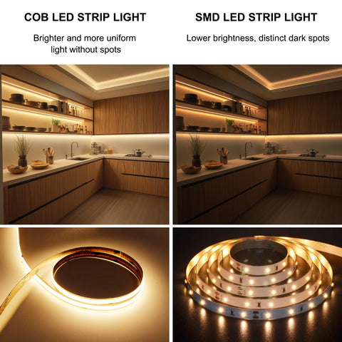 Pandery COB LED strip provides even glow for dressing mirrors.
