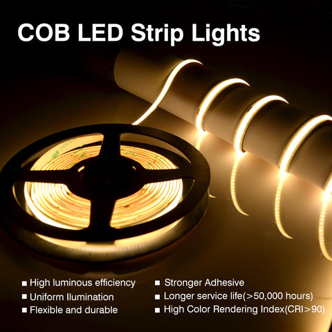 Pandery COB LED strip with heat-dissipation dual-layer board for stable performance.