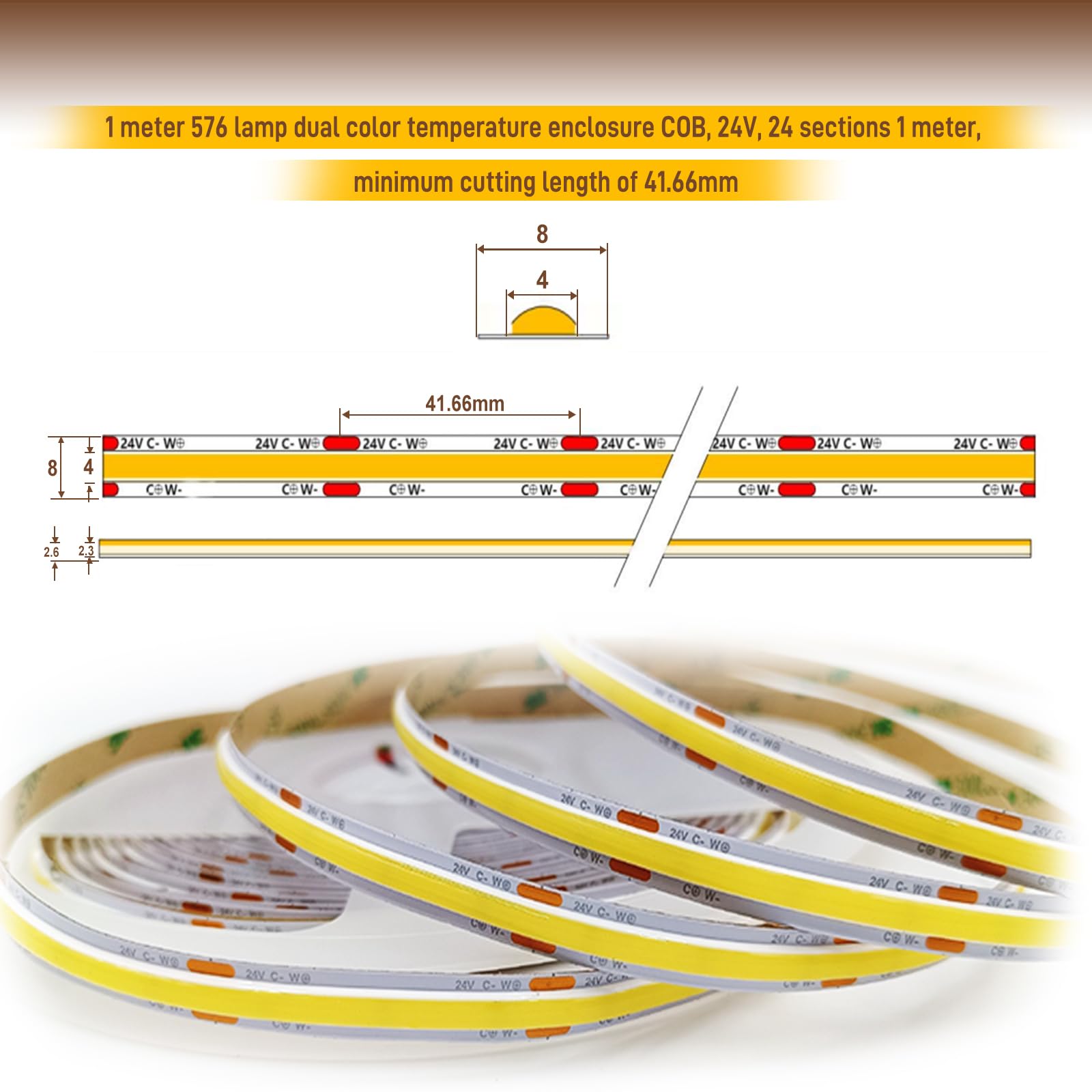 Pandery COB LED strip light with Bluetooth app control for easy adjustments