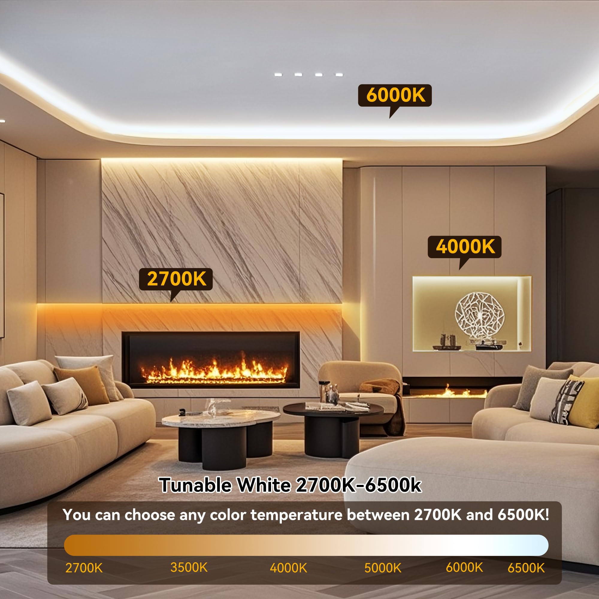 Pandery COB LED strip light cuttable for easy DIY installations and precise fitting.