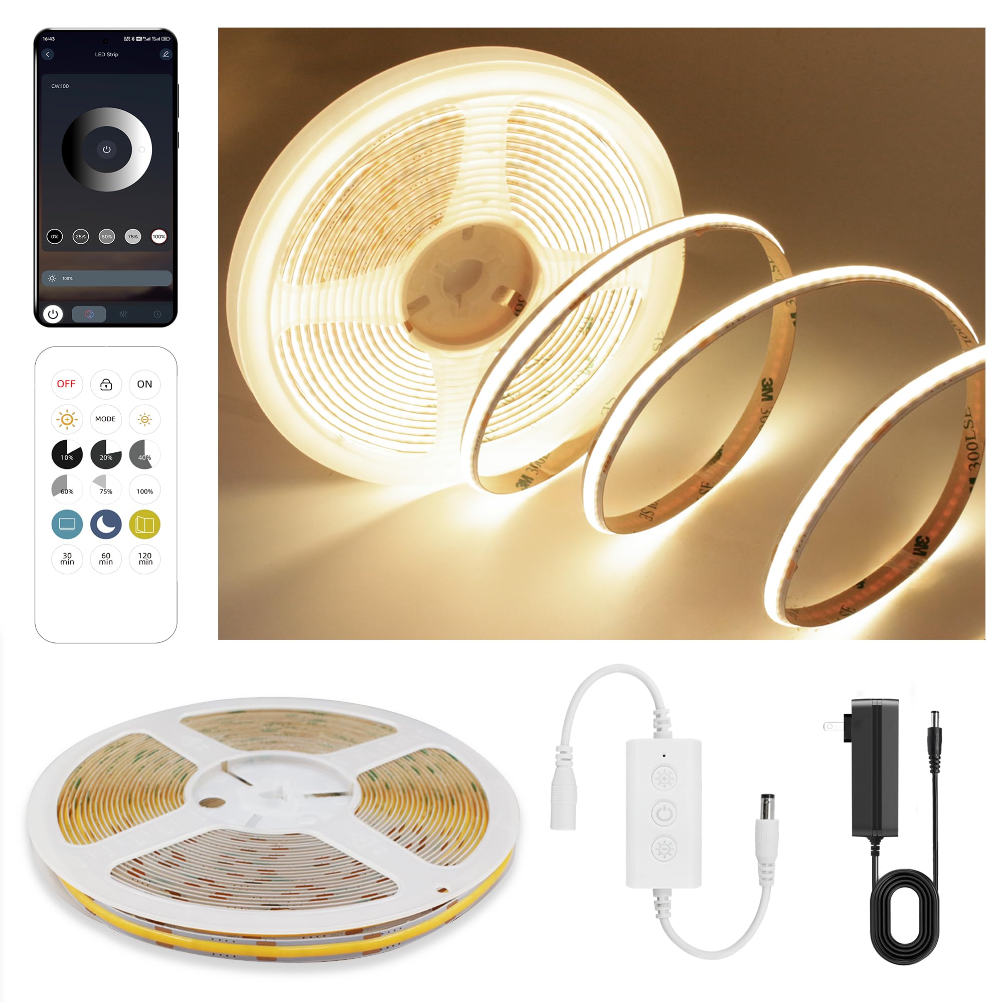 Pandery COB LED strip ultra-bright with CRI > 90 for natural colors in any room