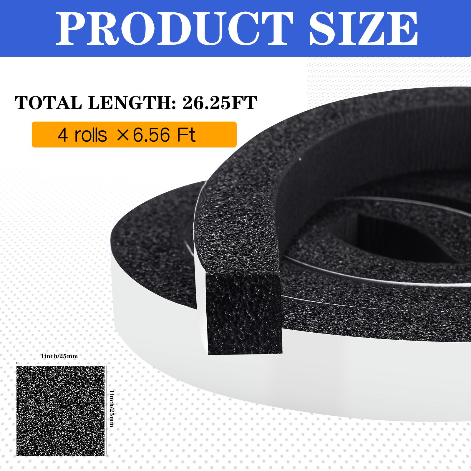 Pangda 1x1 inch foam tape flexible insulation around corners and edges.
