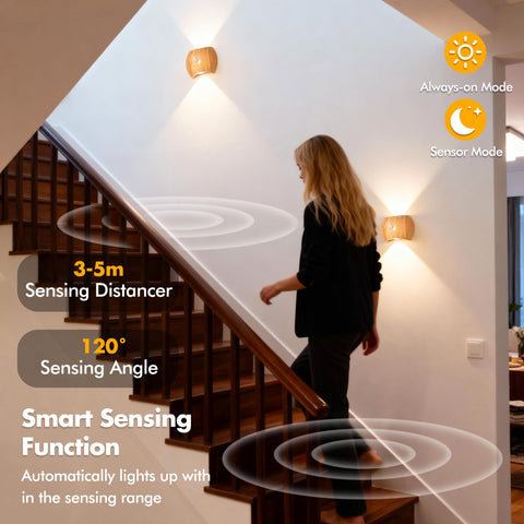 PANGTON VILLA cordless LED sconce ideal for hallways and stairs