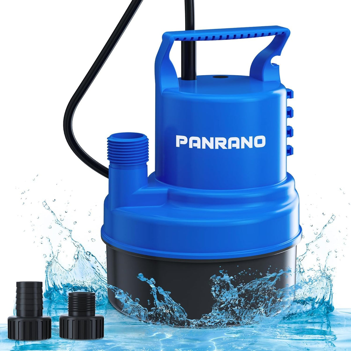 PANRANO submersible pump front view showing compact design for easy handling.